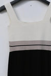 SWAYING/KNIT seamless contrasting color square collar vest skirt SW23SS2L04 black/white/linen